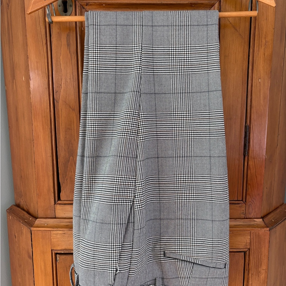 Women's Black & White Glen Plaid Wide Leg Pants